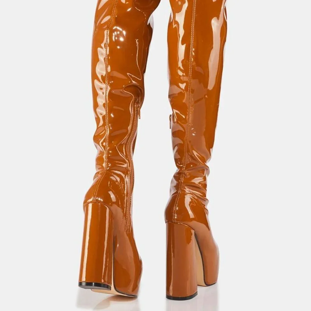 Lemon Drop by Privileged TO THE SKY Thigh High Platform Boots ( BRAND NEW !!!! )